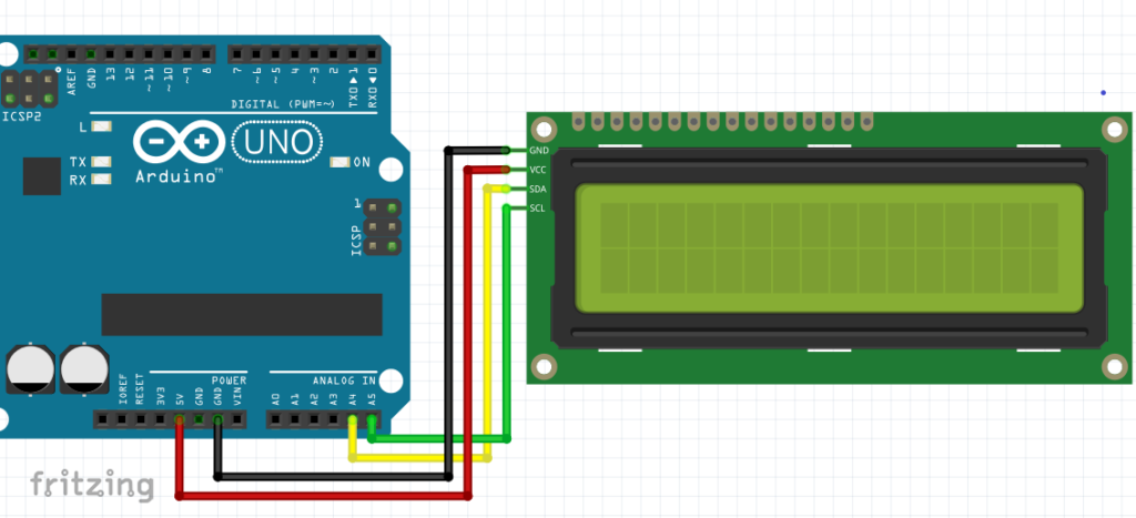 arduino uno with 16x02 I2C LCD